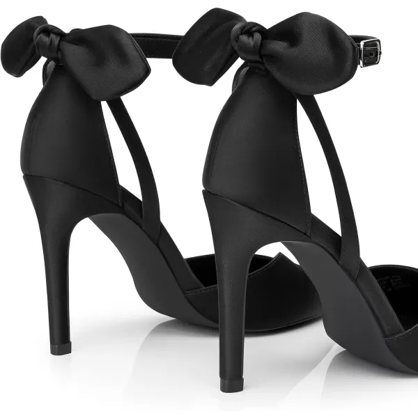 Trary Women's Heels for Women Closed Toe Women's Stiletto High Heels Pointed Toe Bow Knot Ankle Strap 3.74 Inches Pumps Adjustable Buckle Womens Comfy Sexy Shoes for Wedding Casual Party Office