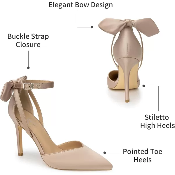 Trary Women's Heels for Women Closed Toe Women's Stiletto High Heels Pointed Toe Bow Knot Ankle Strap 3.74 Inches Pumps Adjustable Buckle Womens Comfy Sexy Shoes for Wedding Casual Party Office