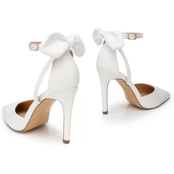 Trary Women's Heels for Women Closed Toe Women's Stiletto High Heels Pointed Toe Bow Knot Ankle Strap 3.74 Inches Pumps Adjustable Buckle Womens Comfy Sexy Shoes for Wedding Casual Party Office