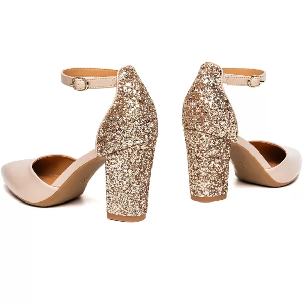 Trary Women's Heels,Women's Pumps,Black Nude Heels for Women,Chunky Heels for Women,Closed Toe Heels for Women,High Platform Heels，Pointed Toe Dress Office Wedding Shoes for Women