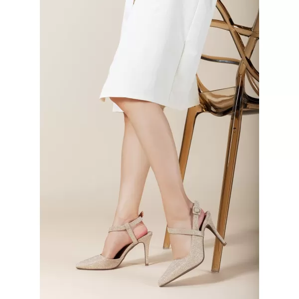 Trary Womens High Heels Pointed Toe Slingback Heels for Women Sexy Stiletto Heels Buckle Ankle Strap Closed Toe Office Party Prom Wedding Dress Pumps Shoes