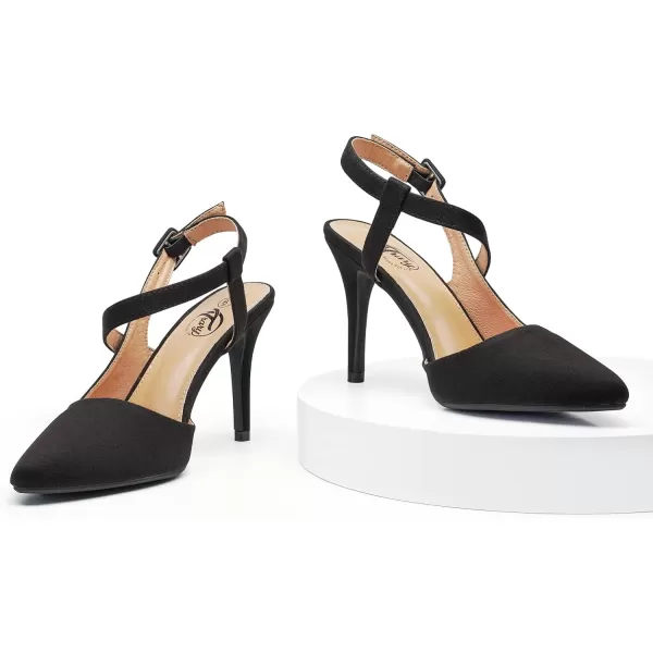 Trary Womens High Heels Pointed Toe Slingback Heels for Women Sexy Stiletto Heels Buckle Ankle Strap Closed Toe Office Party Prom Wedding Dress Pumps Shoes