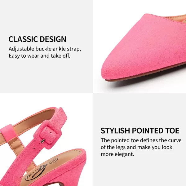 Trary Womens High Heels Pointed Toe Slingback Heels for Women Sexy Stiletto Heels Buckle Ankle Strap Closed Toe Office Party Prom Wedding Dress Pumps Shoes
