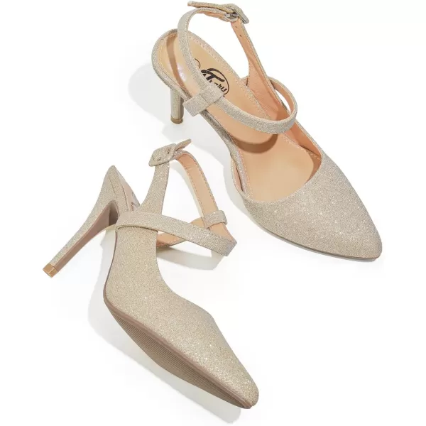 Trary Womens High Heels Pointed Toe Slingback Heels for Women Sexy Stiletto Heels Buckle Ankle Strap Closed Toe Office Party Prom Wedding Dress Pumps Shoes