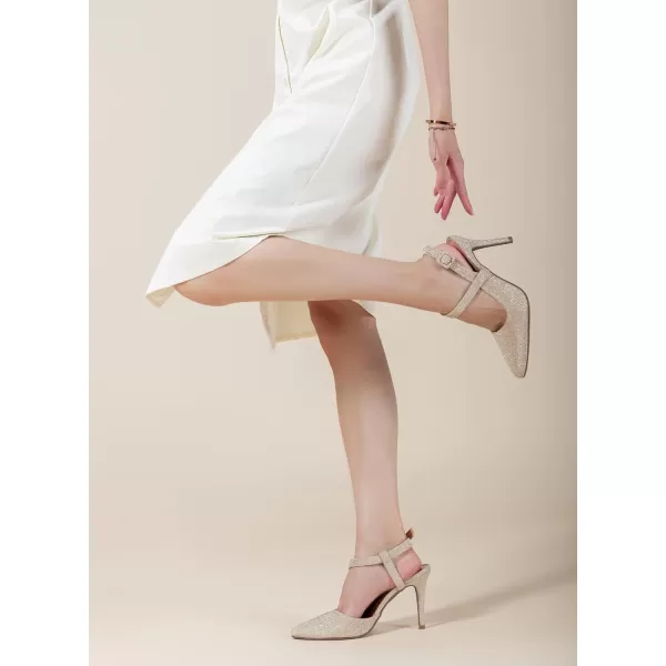 Trary Womens High Heels Pointed Toe Slingback Heels for Women Sexy Stiletto Heels Buckle Ankle Strap Closed Toe Office Party Prom Wedding Dress Pumps Shoes