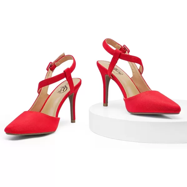 Trary Womens High Heels Pointed Toe Slingback Heels for Women Sexy Stiletto Heels Buckle Ankle Strap Closed Toe Office Party Prom Wedding Dress Pumps Shoes