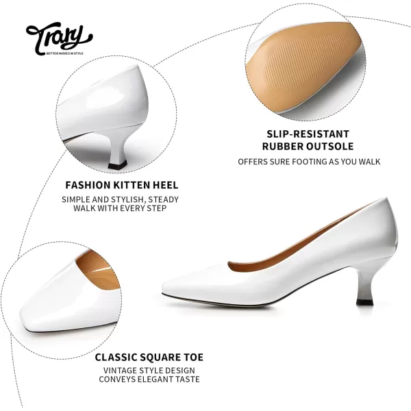 Trary Women's Kitten Heels Dress Pumps Classic Square Toe Shoes Casual Low Heels Closed Toe Pumps for Women Office