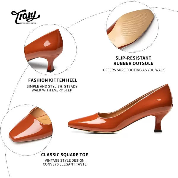 Trary Women's Kitten Heels Dress Pumps Classic Square Toe Shoes Casual Low Heels Closed Toe Pumps for Women Office