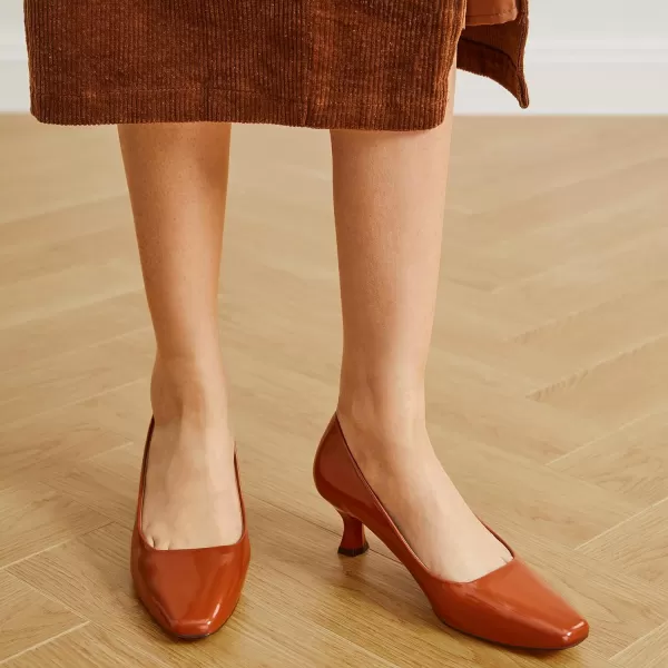 Trary Women's Kitten Heels Dress Pumps Classic Square Toe Shoes Casual Low Heels Closed Toe Pumps for Women Office