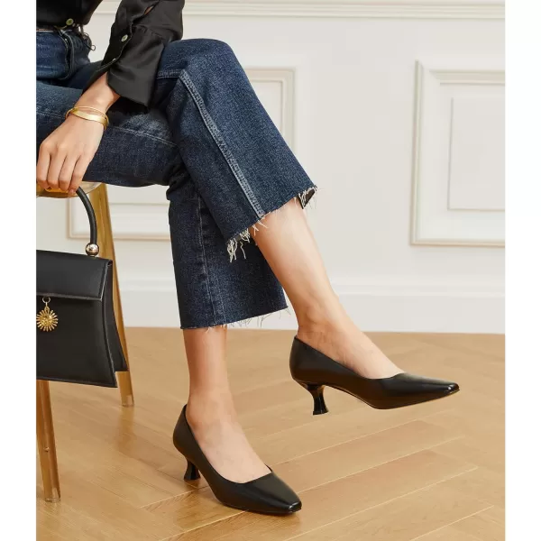 Trary Women's Kitten Heels Dress Pumps Classic Square Toe Shoes Casual Low Heels Closed Toe Pumps for Women Office