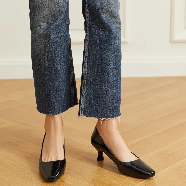 Trary Women's Kitten Heels Dress Pumps Classic Square Toe Shoes Casual Low Heels Closed Toe Pumps for Women Office