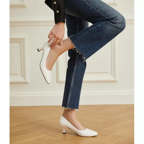 Trary Women's Kitten Heels Dress Pumps Classic Square Toe Shoes Casual Low Heels Closed Toe Pumps for Women Office