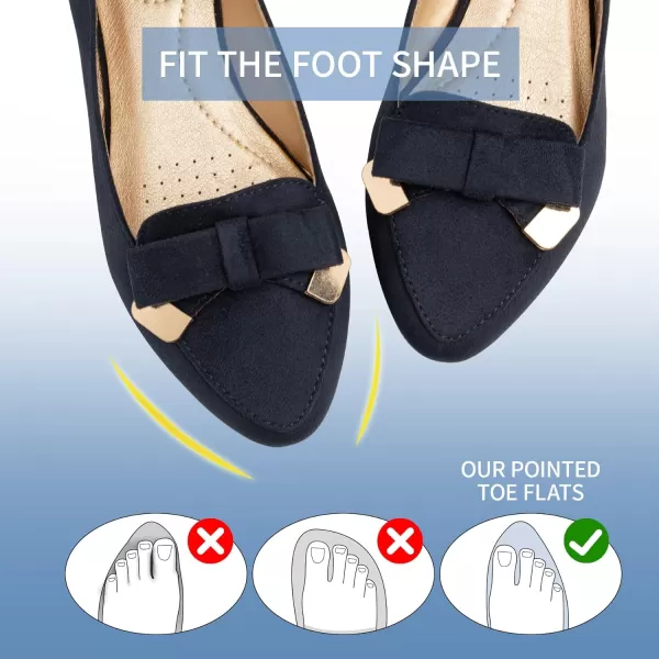 Trary Women’s Loafer Flats Shoes Slip On Comfortable Office Walking Driving Dress Wedding Shoes Pointed Toe with Bow