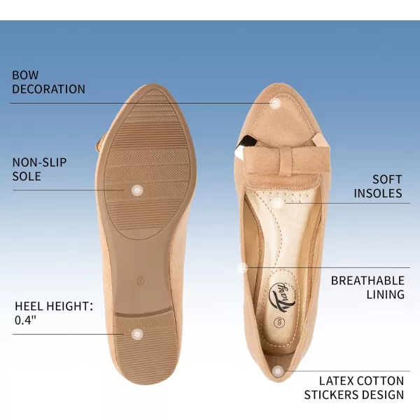 Trary Women’s Loafer Flats Shoes Slip On Comfortable Office Walking Driving Dress Wedding Shoes Pointed Toe with Bow