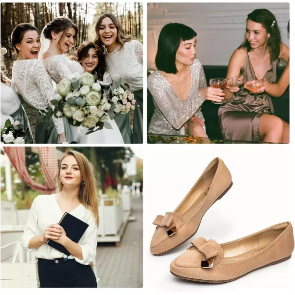 Trary Women’s Loafer Flats Shoes Slip On Comfortable Office Walking Driving Dress Wedding Shoes Pointed Toe with Bow