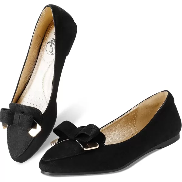 Trary Women’s Loafer Flats Shoes Slip On Comfortable Office Walking Driving Dress Wedding Shoes Pointed Toe with Bow