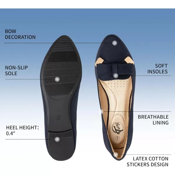 Trary Women’s Loafer Flats Shoes Slip On Comfortable Office Walking Driving Dress Wedding Shoes Pointed Toe with Bow