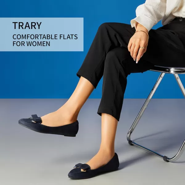 Trary Women’s Loafer Flats Shoes Slip On Comfortable Office Walking Driving Dress Wedding Shoes Pointed Toe with Bow