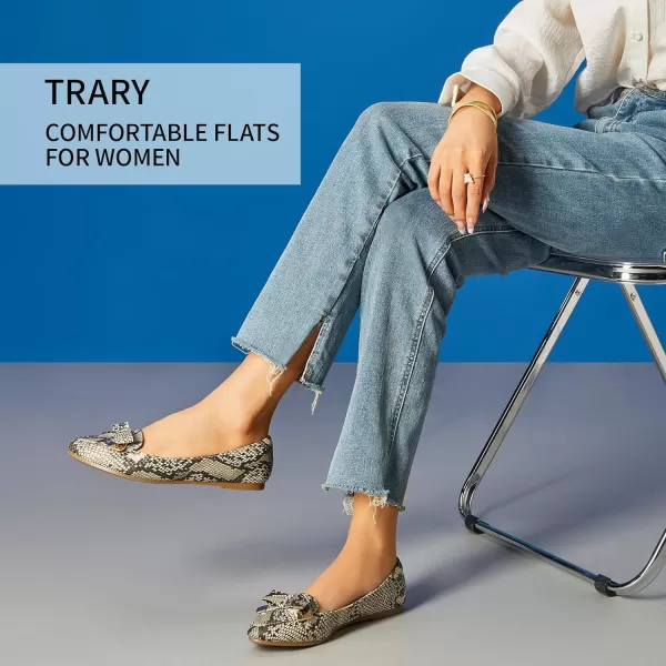 Trary Women’s Loafer Flats Shoes Slip On Comfortable Office Walking Driving Dress Wedding Shoes Pointed Toe with Bow