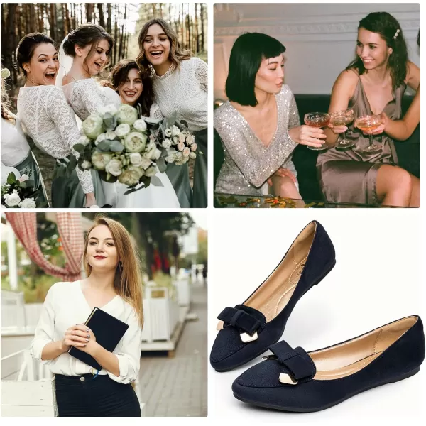 Trary Women’s Loafer Flats Shoes Slip On Comfortable Office Walking Driving Dress Wedding Shoes Pointed Toe with Bow