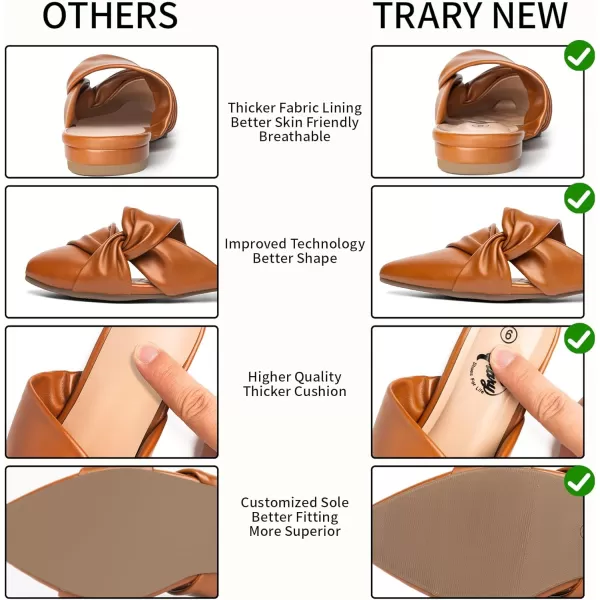 Trary Womens Mules Flats Closed Pointed Toe Comfortable Slip on Backless Loafer Shoes for Women with Knot