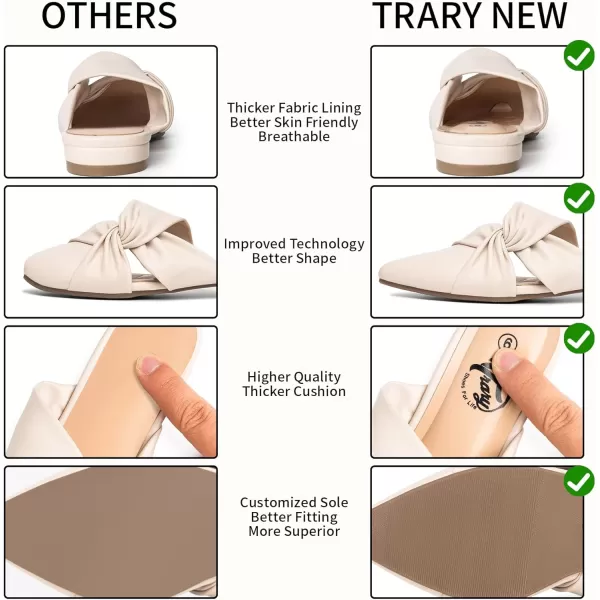 Trary Womens Mules Flats Closed Pointed Toe Comfortable Slip on Backless Loafer Shoes for Women with Knot