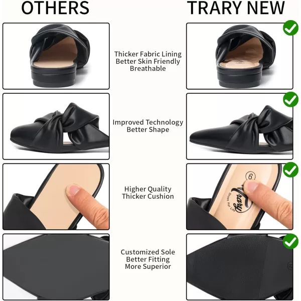 Trary Womens Mules Flats Closed Pointed Toe Comfortable Slip on Backless Loafer Shoes for Women with Knot