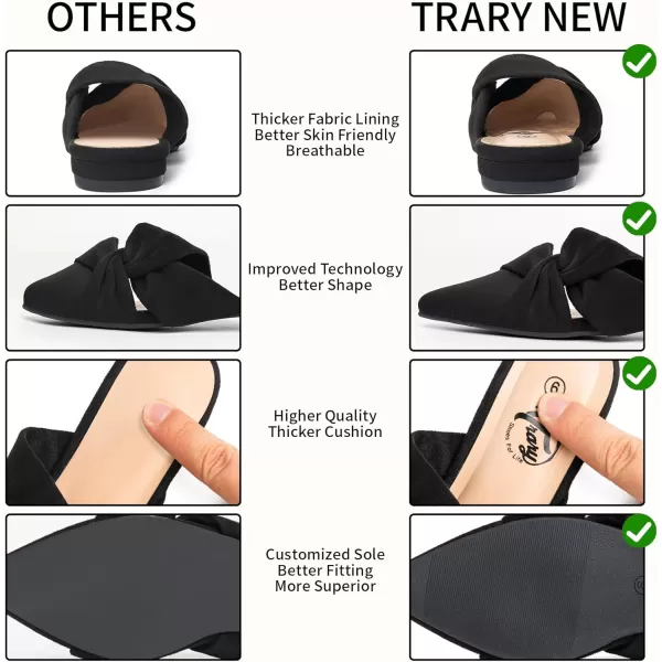 Trary Womens Mules Flats Closed Pointed Toe Comfortable Slip on Backless Loafer Shoes for Women with Knot