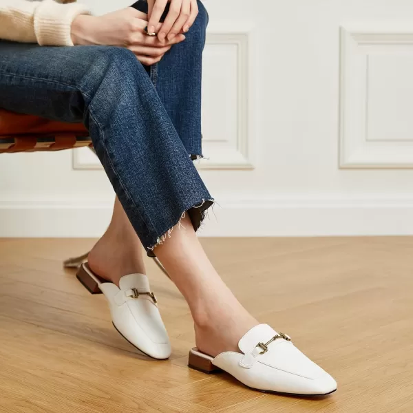 Trary Women's Mules,Loafers for Women,Womens Buckle Loafers,Square Toe Mules for Women,Women's Black Flat for Women,Classic Dressy Shoes for Women，Casual Comfortable Shoes for Women