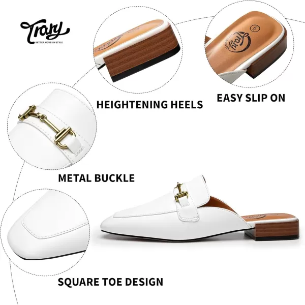 Trary Women's Mules,Loafers for Women,Womens Buckle Loafers,Square Toe Mules for Women,Women's Black Flat for Women,Classic Dressy Shoes for Women，Casual Comfortable Shoes for Women
