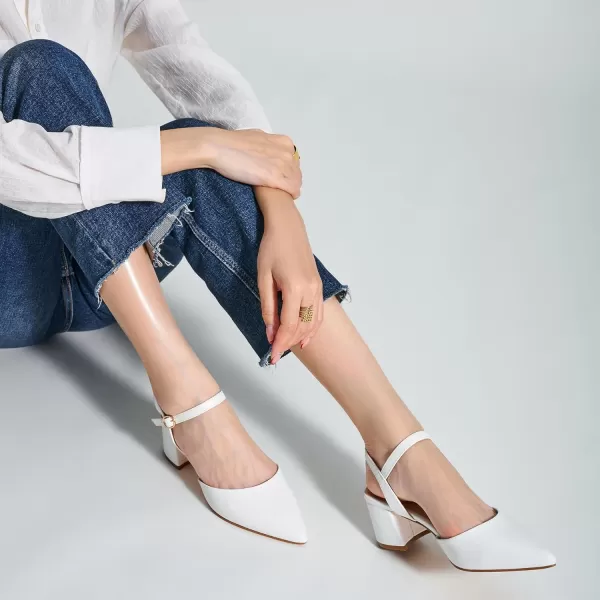 Trary Women's Pointed Toe Low Chunky Block Heels,Comfortable Adjustable Ankle Strap Closed Toe Work Wedding Dress Party Pumps Shoes