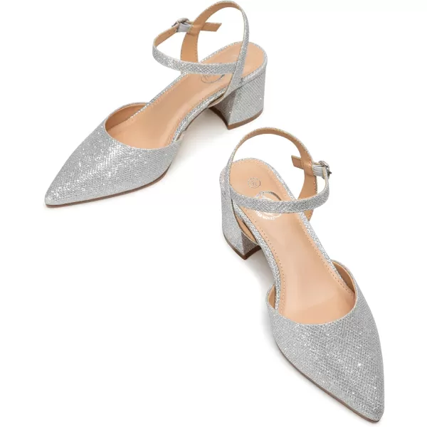 Trary Women's Pointed Toe Low Chunky Block Heels,Comfortable Adjustable Ankle Strap Closed Toe Work Wedding Dress Party Pumps Shoes