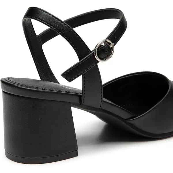 Trary Women's Pointed Toe Low Chunky Block Heels,Comfortable Adjustable Ankle Strap Closed Toe Work Wedding Dress Party Pumps Shoes
