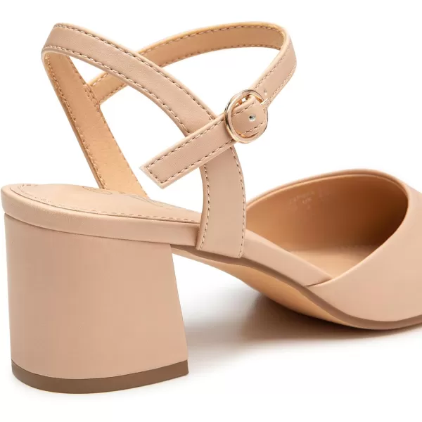 Trary Women's Pointed Toe Low Chunky Block Heels,Comfortable Adjustable Ankle Strap Closed Toe Work Wedding Dress Party Pumps Shoes