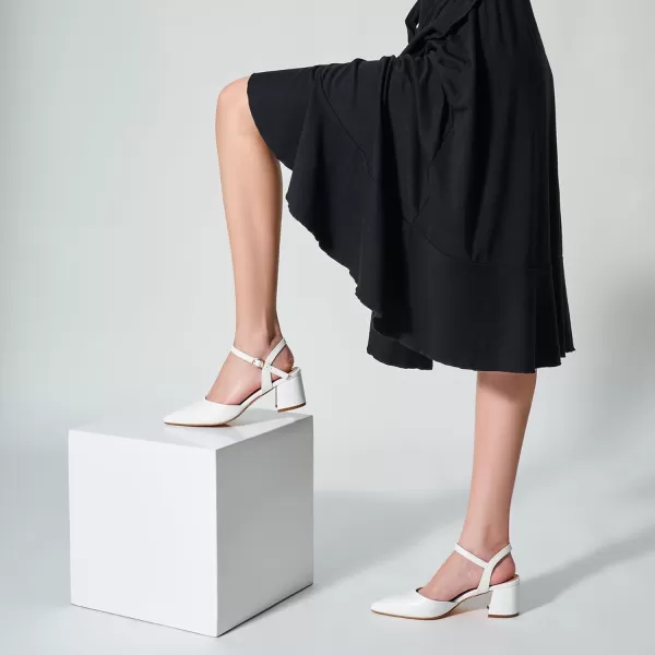 Trary Women's Pointed Toe Low Chunky Block Heels,Comfortable Adjustable Ankle Strap Closed Toe Work Wedding Dress Party Pumps Shoes
