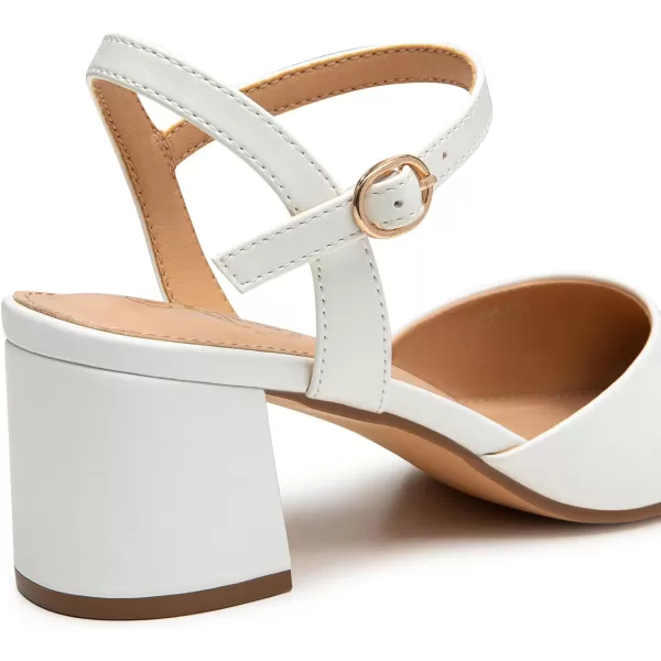Trary Women's Pointed Toe Low Chunky Block Heels,Comfortable Adjustable Ankle Strap Closed Toe Work Wedding Dress Party Pumps Shoes