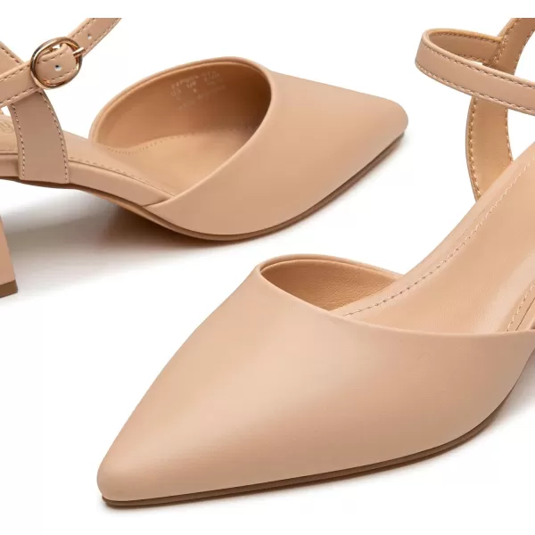 Trary Women's Pointed Toe Low Chunky Block Heels,Comfortable Adjustable Ankle Strap Closed Toe Work Wedding Dress Party Pumps Shoes