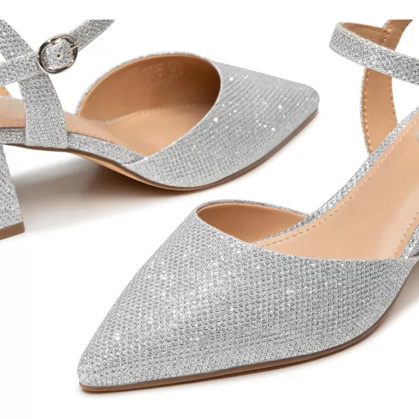 Trary Women's Pointed Toe Low Chunky Block Heels,Comfortable Adjustable Ankle Strap Closed Toe Work Wedding Dress Party Pumps Shoes