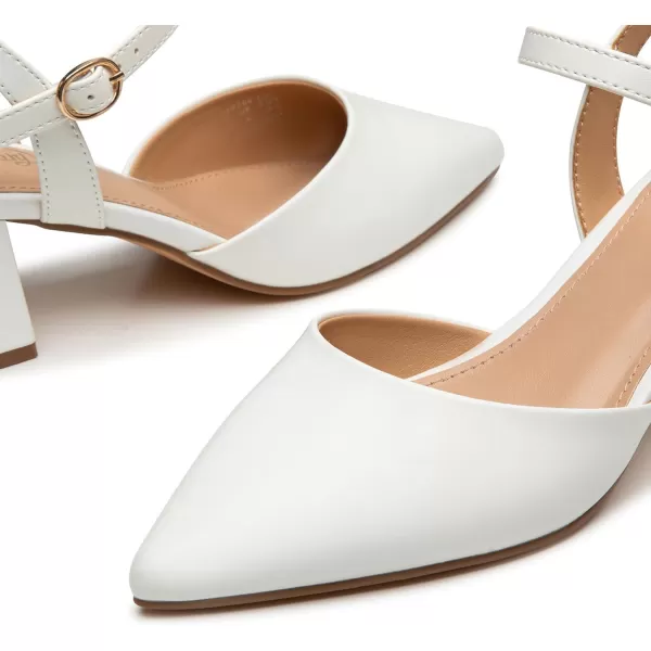 Trary Women's Pointed Toe Low Chunky Block Heels,Comfortable Adjustable Ankle Strap Closed Toe Work Wedding Dress Party Pumps Shoes
