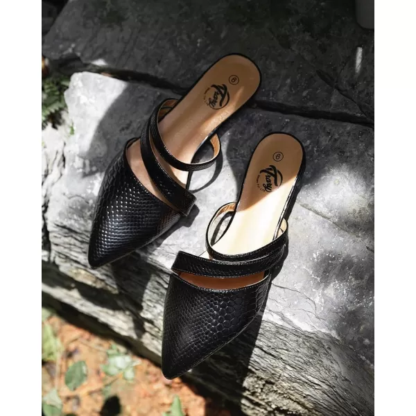 Trary Women's Pointy Toe Slidess for Women,Flat Mule Slides,Slip On Shoes
