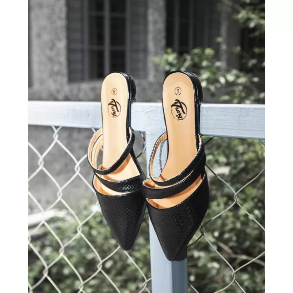 Trary Women's Pointy Toe Slidess for Women,Flat Mule Slides,Slip On Shoes