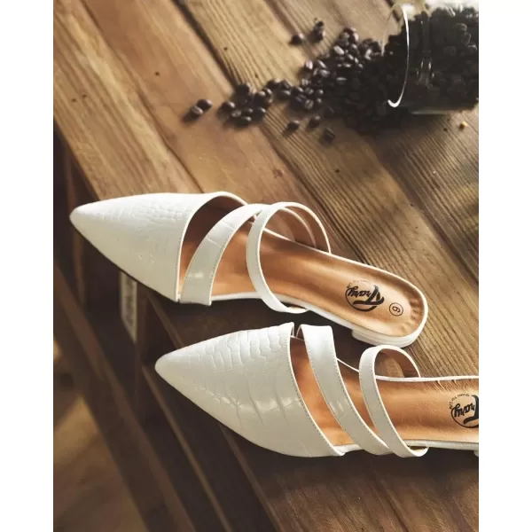 Trary Women's Pointy Toe Slidess for Women,Flat Mule Slides,Slip On Shoes