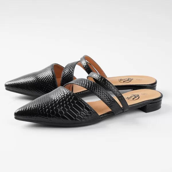 Trary Women's Pointy Toe Slidess for Women,Flat Mule Slides,Slip On Shoes