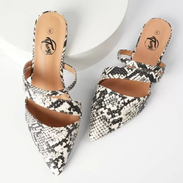 Trary Women's Pointy Toe Slidess for Women,Flat Mule Slides,Slip On Shoes