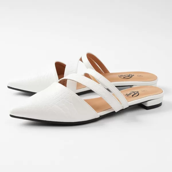 Trary Women's Pointy Toe Slidess for Women,Flat Mule Slides,Slip On Shoes