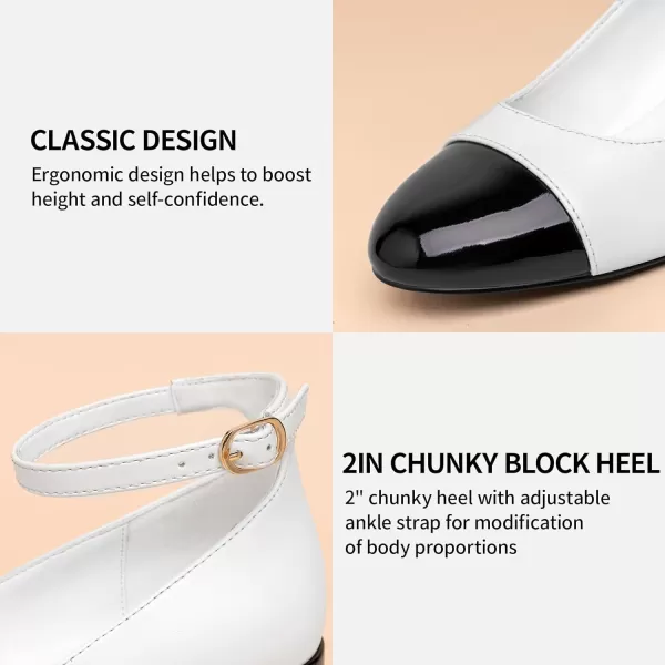 Trary Women's Pumps Shoes,White Nude Gold Heels,Closed Toe Heels for Women,Chunky High Heels for Women,Cap Toe Pumps Shoes,Casual Wedding Dress Shoes for Women