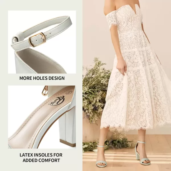 Trary Women's Sandal, White, Block Heel, Ankle Strap, Size 5-11.5, Formal Occasion Attendees