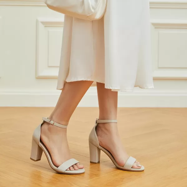 Trary Women's Sandal, White, Block Heel, Ankle Strap, Size 5-11.5, Formal Occasion Attendees