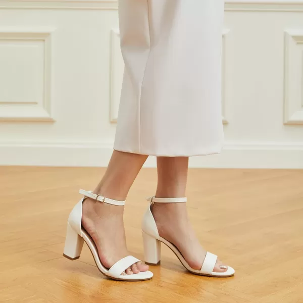 Trary Women's Sandal, White, Block Heel, Ankle Strap, Size 5-11.5, Formal Occasion Attendees
