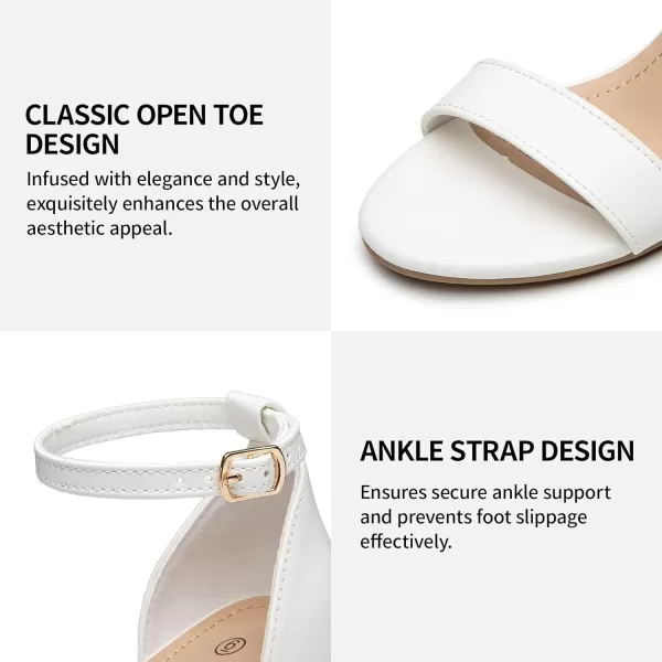 Trary Women's Sandal, White, Block Heel, Ankle Strap, Size 5-11.5, Formal Occasion Attendees